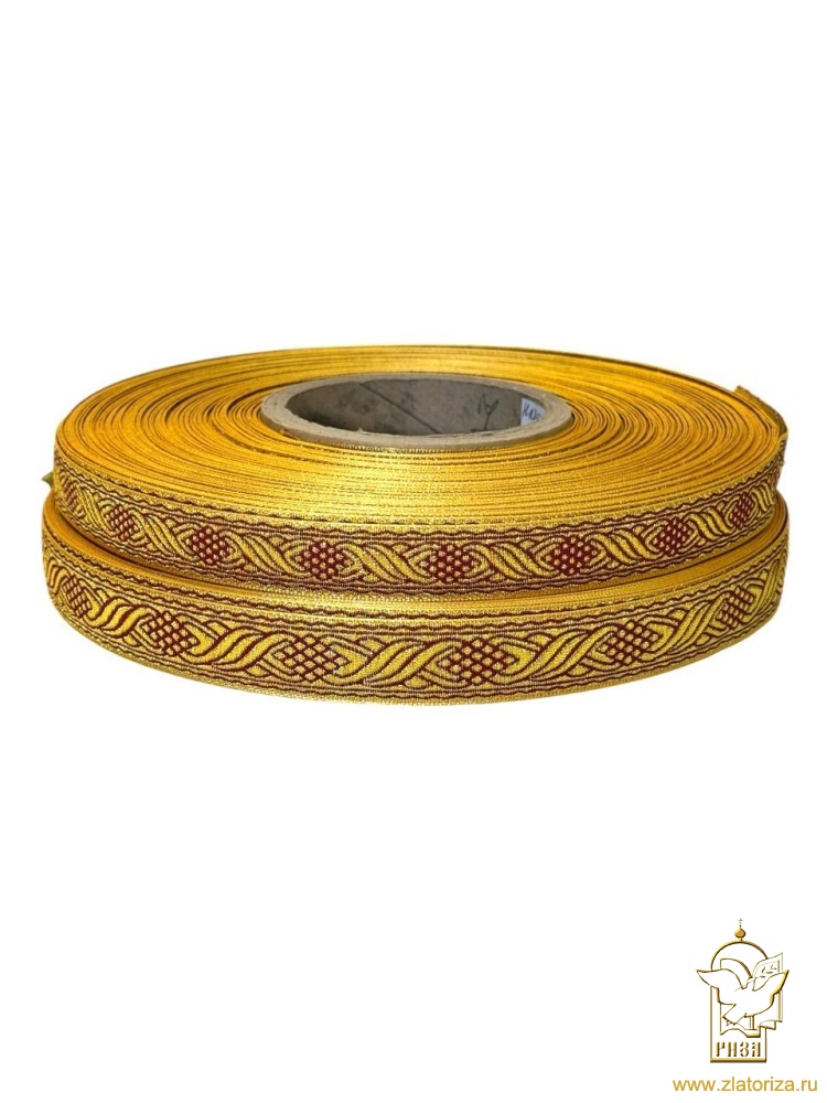 Галун КОСИЧКА, бордо с золотом, шир. 1,8 см, РА