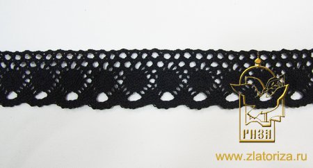 Кружево 16, плетеное, черное