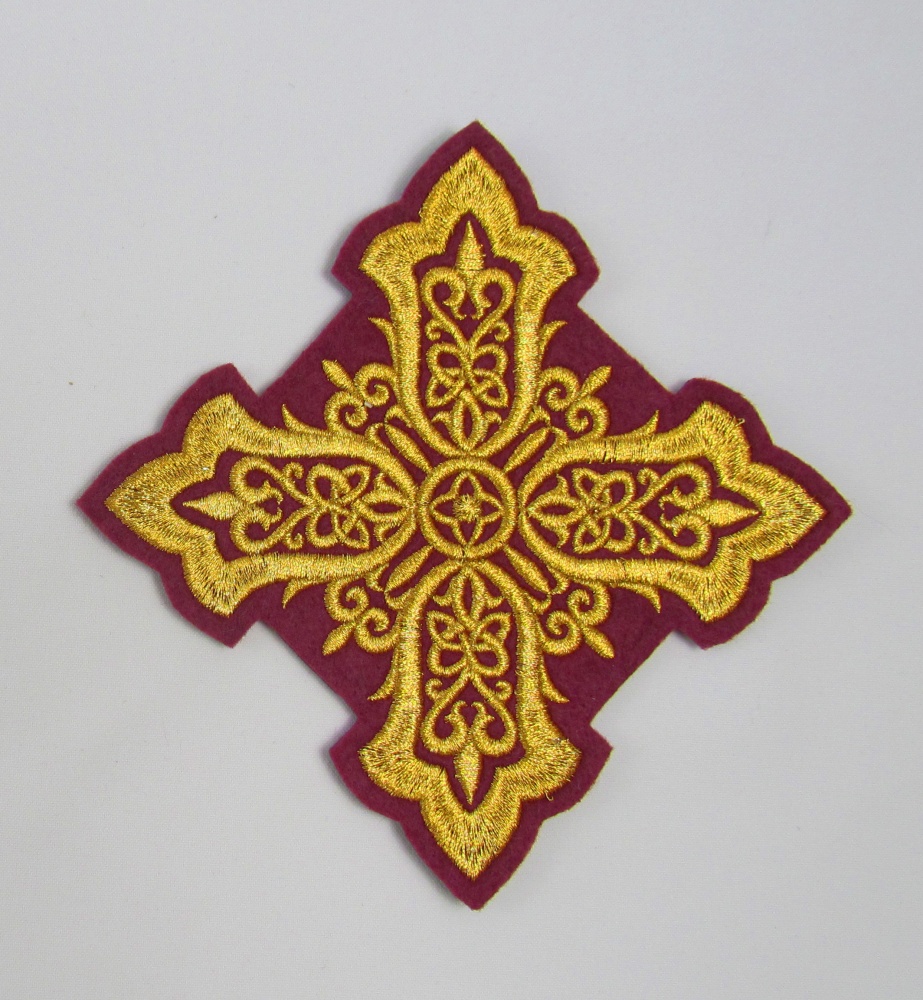 Крест 1 ВИЗАНТИЯ бордо с золотом,14,5 -16 см