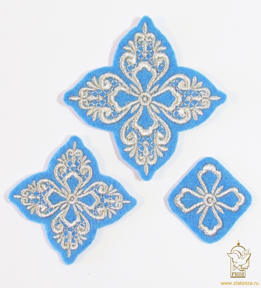 Набор крестов МАРИЯ, требный, голуб. с серебром, 9 шт,