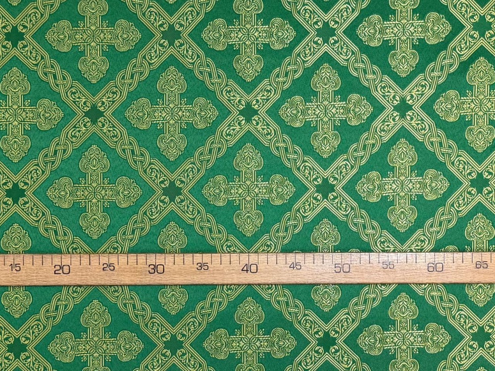 Шелк ПРЕОБРАЖЕНИЕ, зеленый с золотом, шир. 150 см