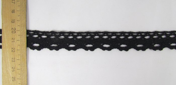 Кружево 142, плетеное черное, шир. 2 см