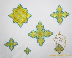 Набор крестов, иерейский, ЛИСТЬЯ, голубой с золотом, 14 шт, арт. 22129