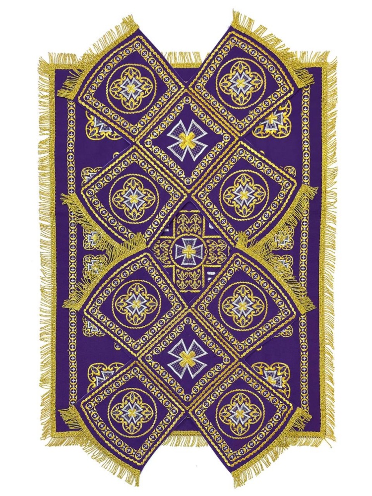 Покровцы габардин, КРЕСТЫ фиолетовые с золотом и серебром, вышитые