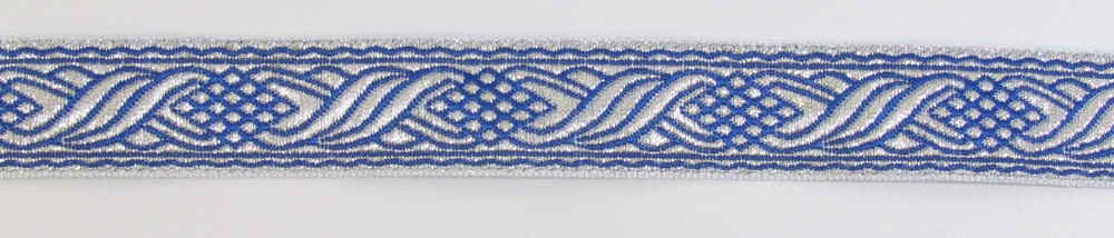Галун КОСИЧКА, синий с серебром, шир. 2,2 см, РА