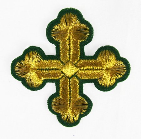 Крест 5, зеленый с золотом,4-5 см