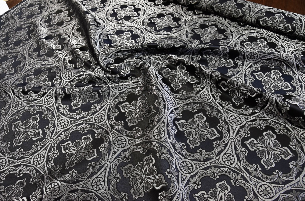 Парча УБРУС, черная с серебром, шир. 300 см