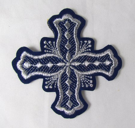 Крест 4 БОЧКА, синий с серебром,6-7 см