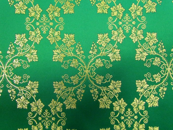 Шелк ВЕРТОГРАД, зеленый с золотом, шир. 150 см, Павловский Посад