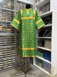 Стихарь алтарный длиной от 105 до 119 см, шелк, зеленый с золотом/серебром.