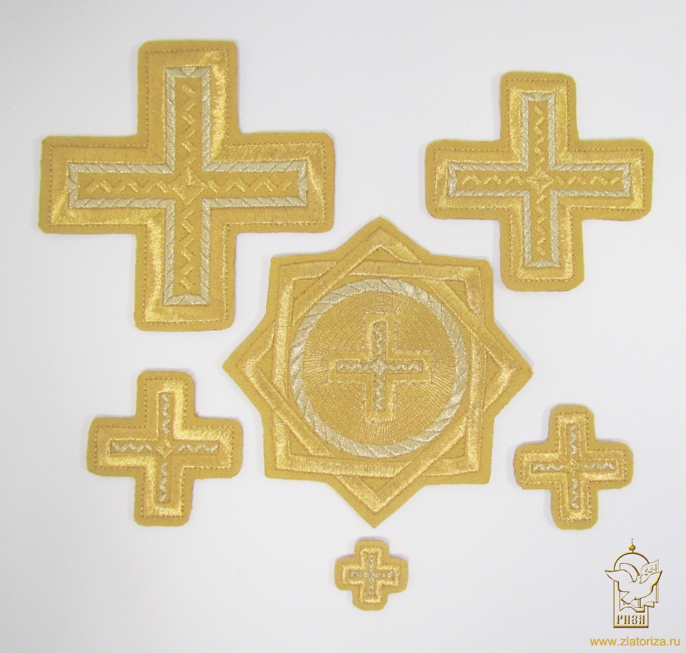 Набор крестов, иерейский, НОВГОРОДСКИЙ КРЕСТ, горчица с золотом, 14 шт
