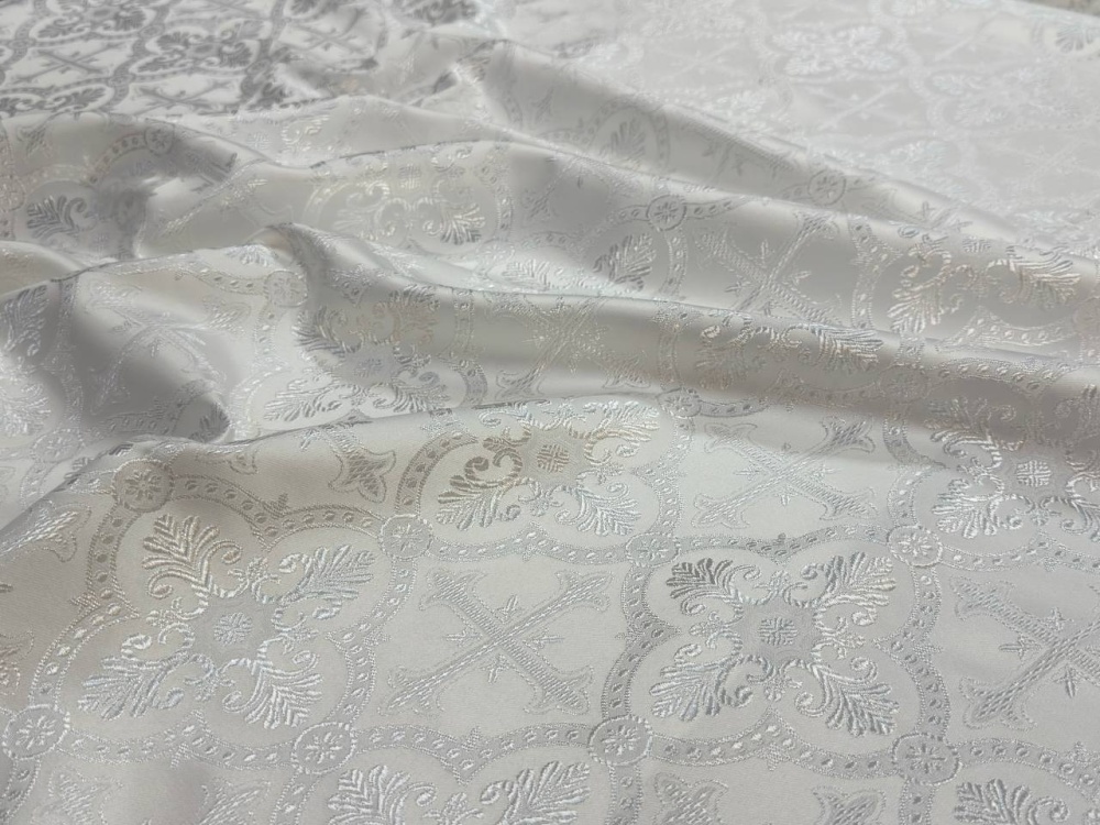 Шелк ПП ВАЛДАЙ, белый с серебром, шир. 150 см