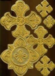 Набор крестов, иерейский, УЗОРНЫЙ, лаке золото, 14 шт Набор крестов, иерейский, УЗОРНЫЙ, лаке золото, 14 шт