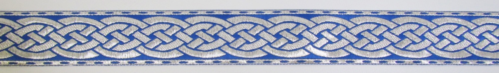 Галун ПЛЕТЕНКА, синий с серебром, шир. 4 см, РА