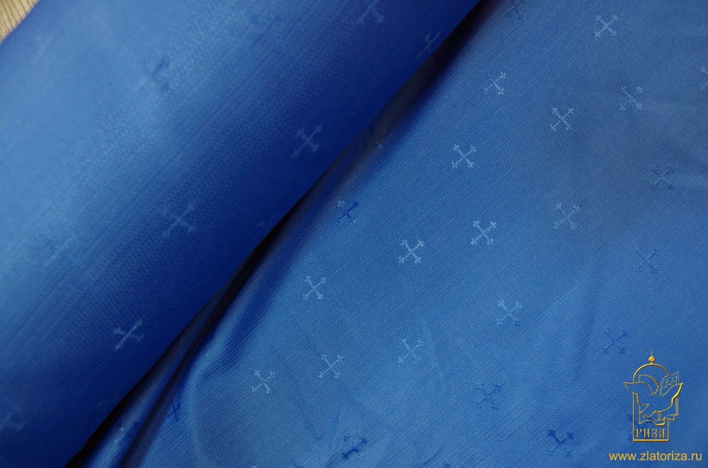 Подкладочная, жаккард церковный, голубая, шир. 185 см. , полиэстер