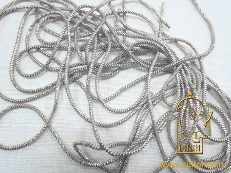 Канительный шнур ЗИГЗАГ серебро, арт. silver dabang № 8