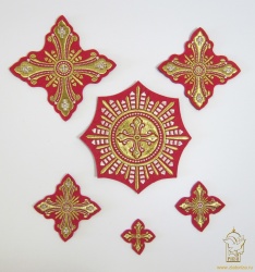 Набор крестов ВАНИН, иерейский,. красный с золотом, 14 шт