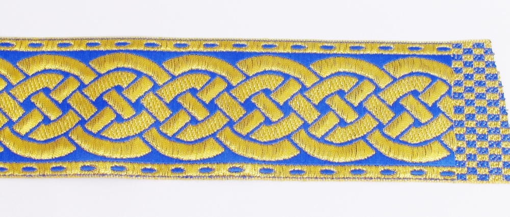 Галун ПЛЕТЕНКА, синий с золотом, шир. 5 см, РА