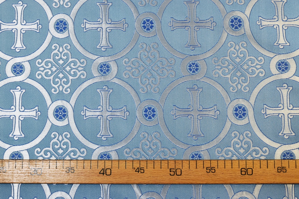 Шелк КОРИНФ, голубой с серебром, шир. 165 см