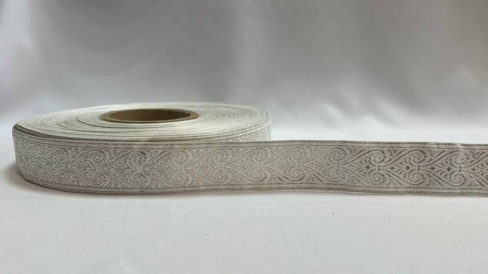 Галун АФИНЫ, белый со светлым серебром, шир. 2,2 см, РА