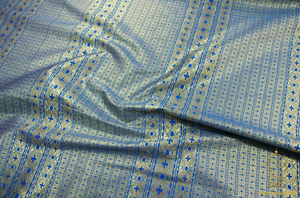 Парча СИНОД, голубая с золотом, шир. 114 см