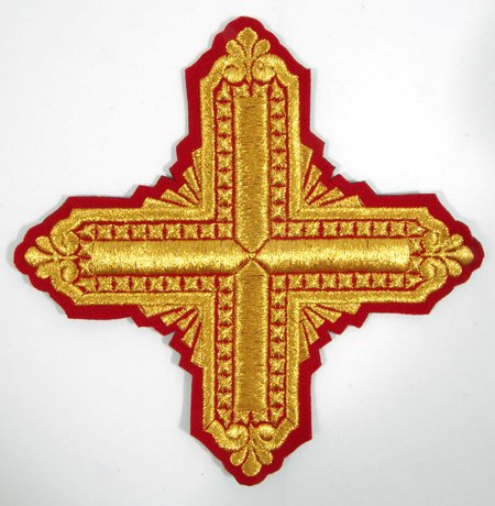 Крест 1 КВАДРАТ, красный с золотом,14,5 -16 см