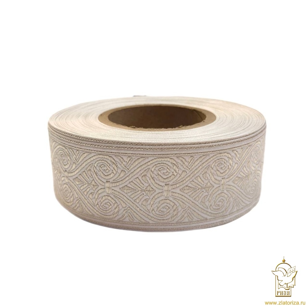 Галун АФИНЫ, белый со светлым серебром, шир. 5 см, РА