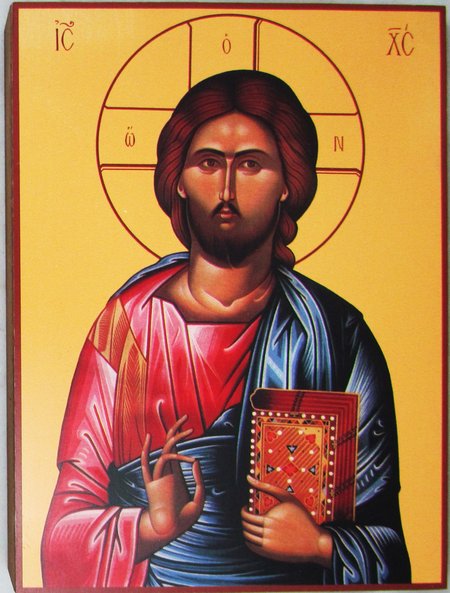 Икона Господь Вседержитель 13,5х18,5х2,5 см прямая печать на деревянной доске
