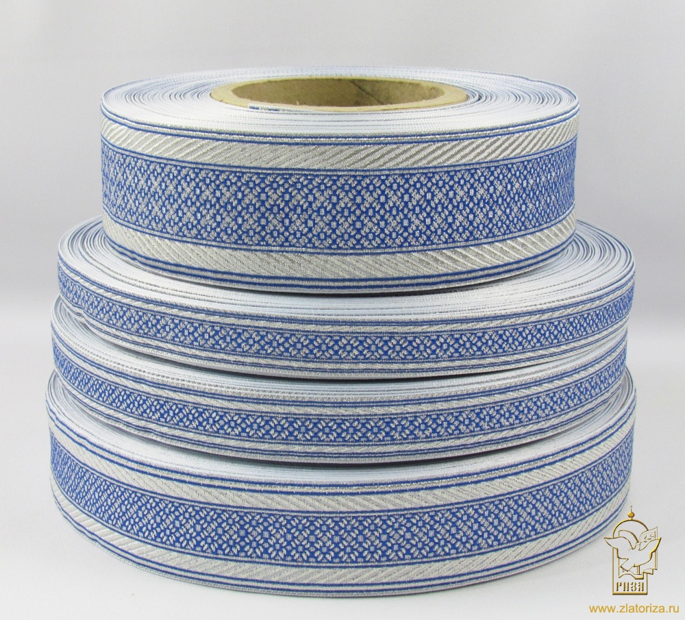 Галун РОМАШКА, синий с серебром, шир. 1,8 см, РА