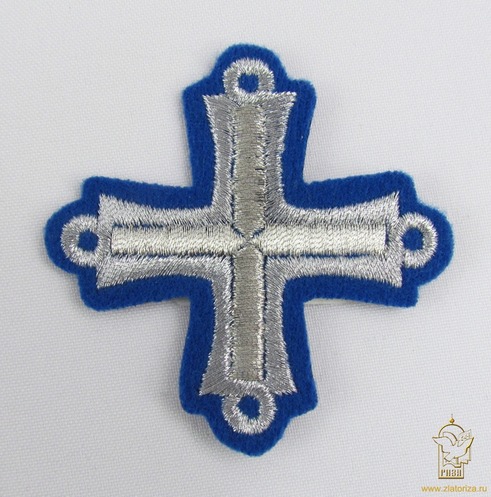 Крест 4 ПЕТЕЛЬНЫЙ, синий с серебром,6-7 см