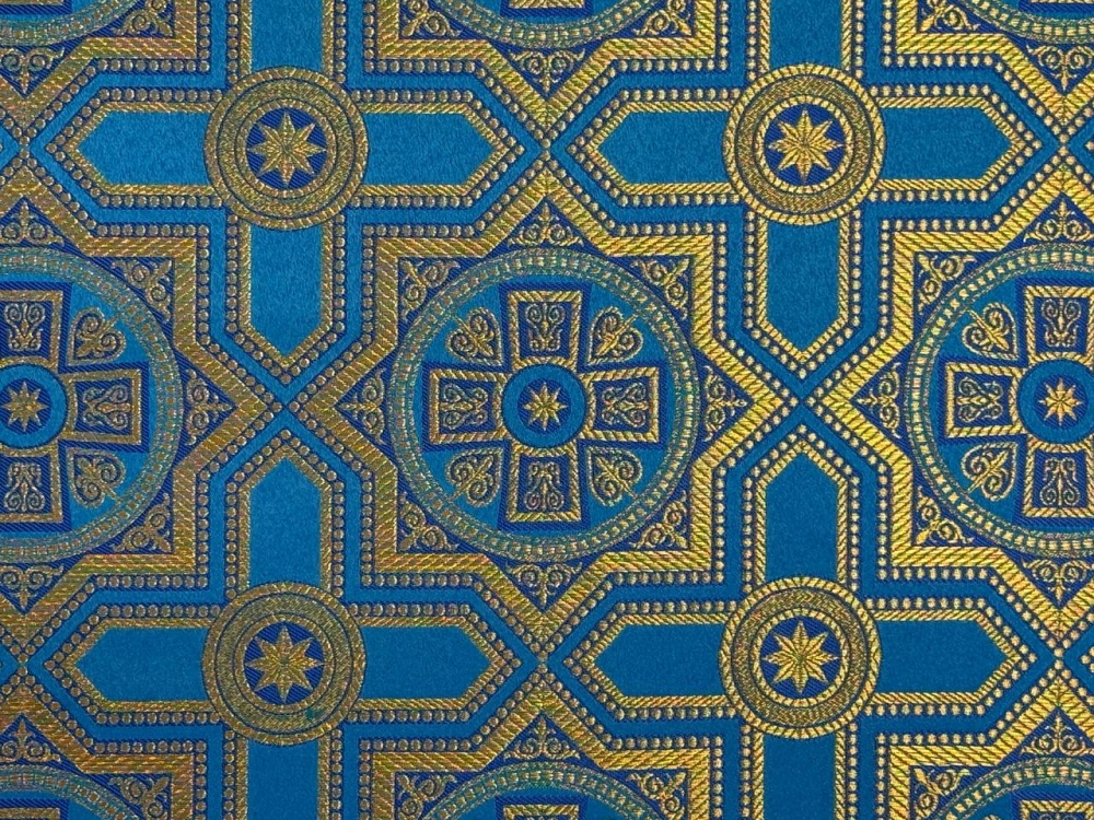 Парча НЕВСКИЙ, голубая с золотом, шир. 150 см