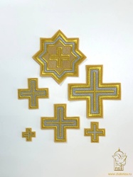 Набор крестов, иерейский, АНДРЕЕВСКИЙ, горчица с золотом + серебро, 14 шт