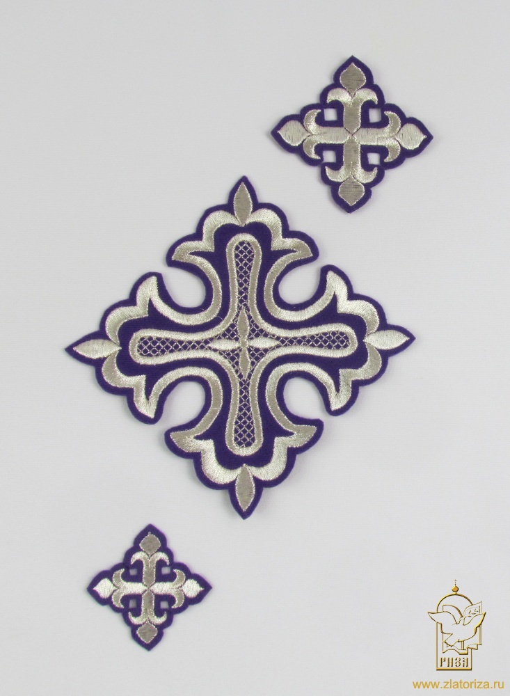 Набор крестов, дьяконский, КАПЛЕВИДНЫЙ, фиолетовый с серебром, 10 шт