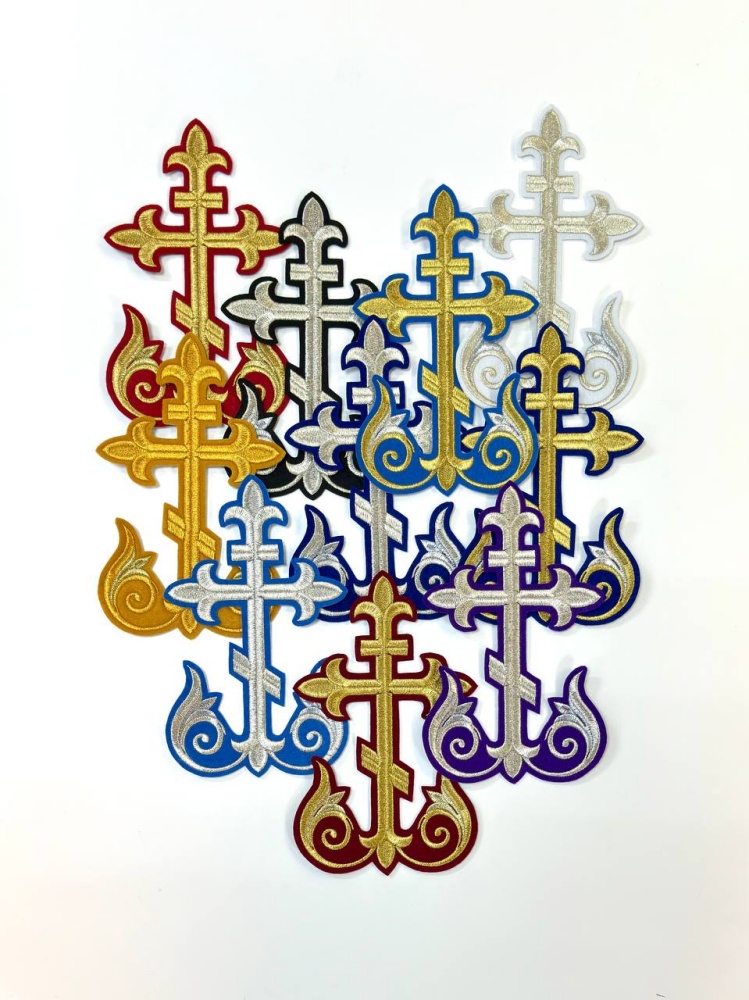 Крест Престол/Жертвенник РАСЦВЕТШИЙ КРЕСТ синий с золотом, 21-26 см