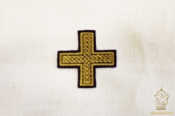 Крест 4 ПРЯМАЯ ПЛЕТЕНКА, фиолетовый с золотом,6-7 см