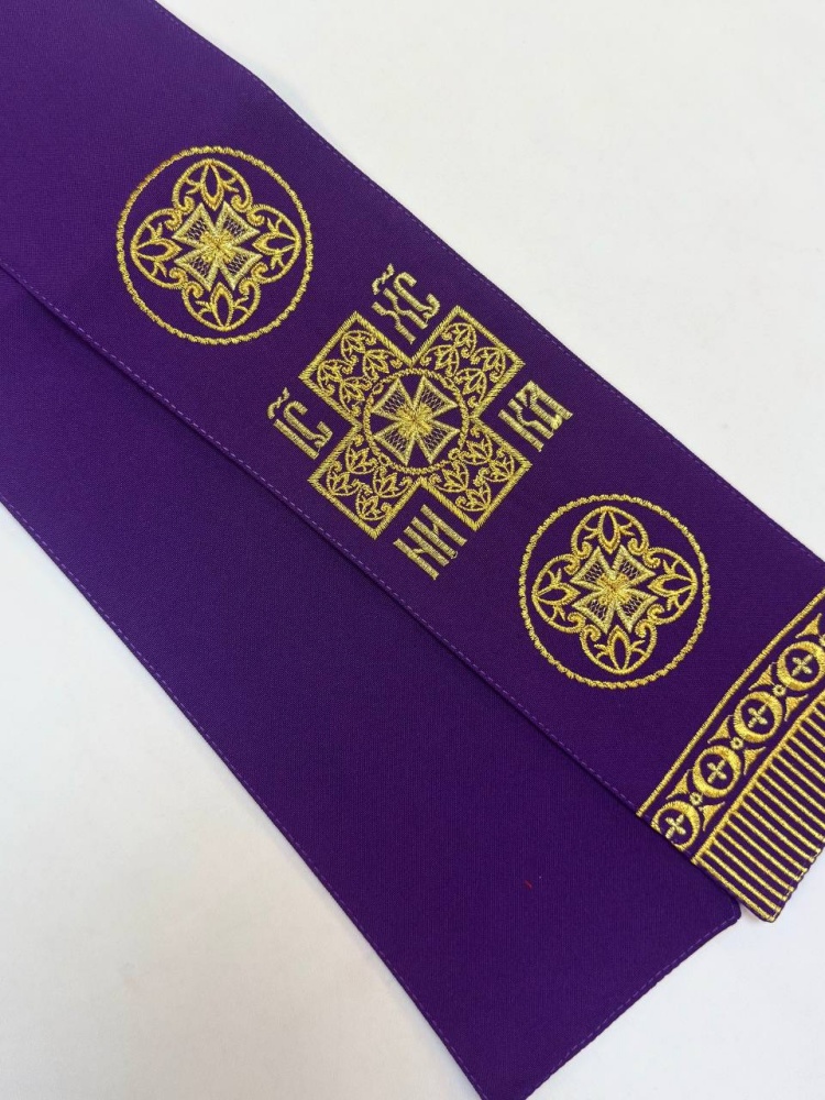 Закладка вышитая, фиолет с золотом, шир. 10 см