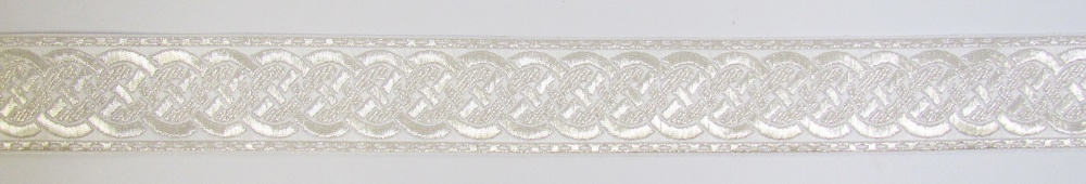 Галун ПЛЕТЕНКА, белый с серебром, шир. 4 см, РА
