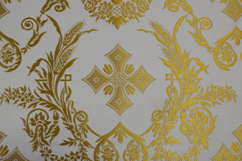Шелк КОЛОССИЯ, белый с золотом, шир. 160 см