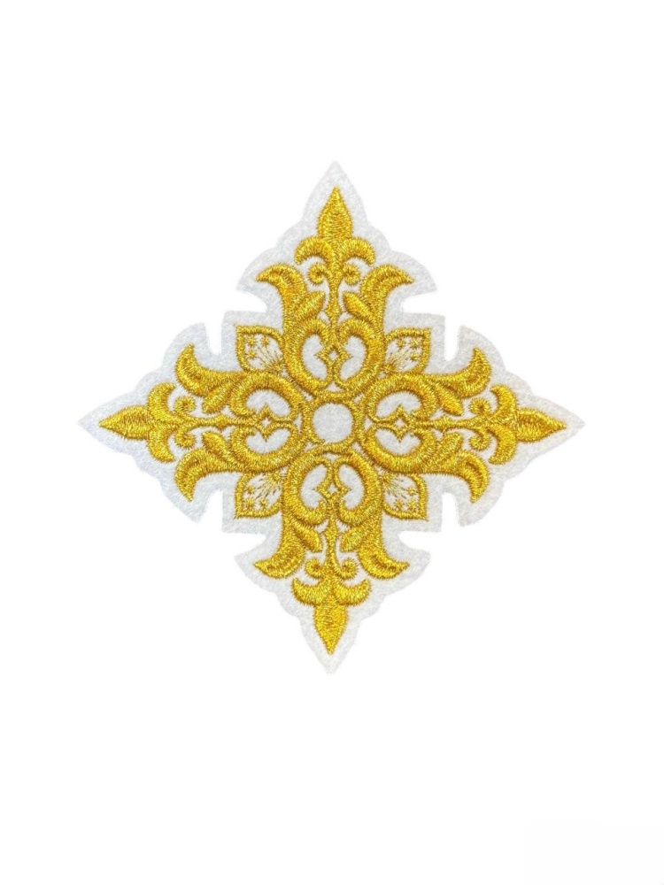 Крест 2 ПОЧАЕВ, белый с золотом, 10-12 см