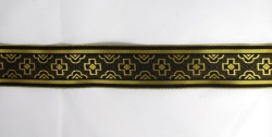 Галун ПРЯМОЙ КРЕСТ, черный с золотом, шир. 5,5 см, ИНДИЯ ролик