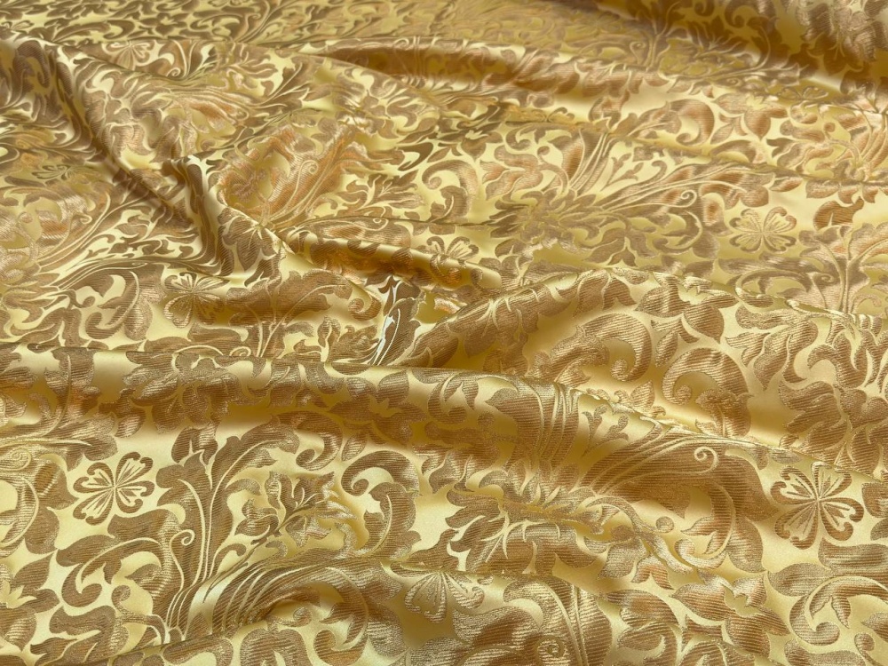 Парча КУПИНА, желтая светлая с золотом, шир. 155 см