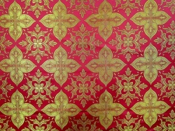 Парча ВЕРА-2, красная с золотом, с бордо окантовкой, шир. 150 см, Рахманово Парча ВЕРА-2, красная с золотом, с бордо окантовкой, шир. 150 см, Рахманово