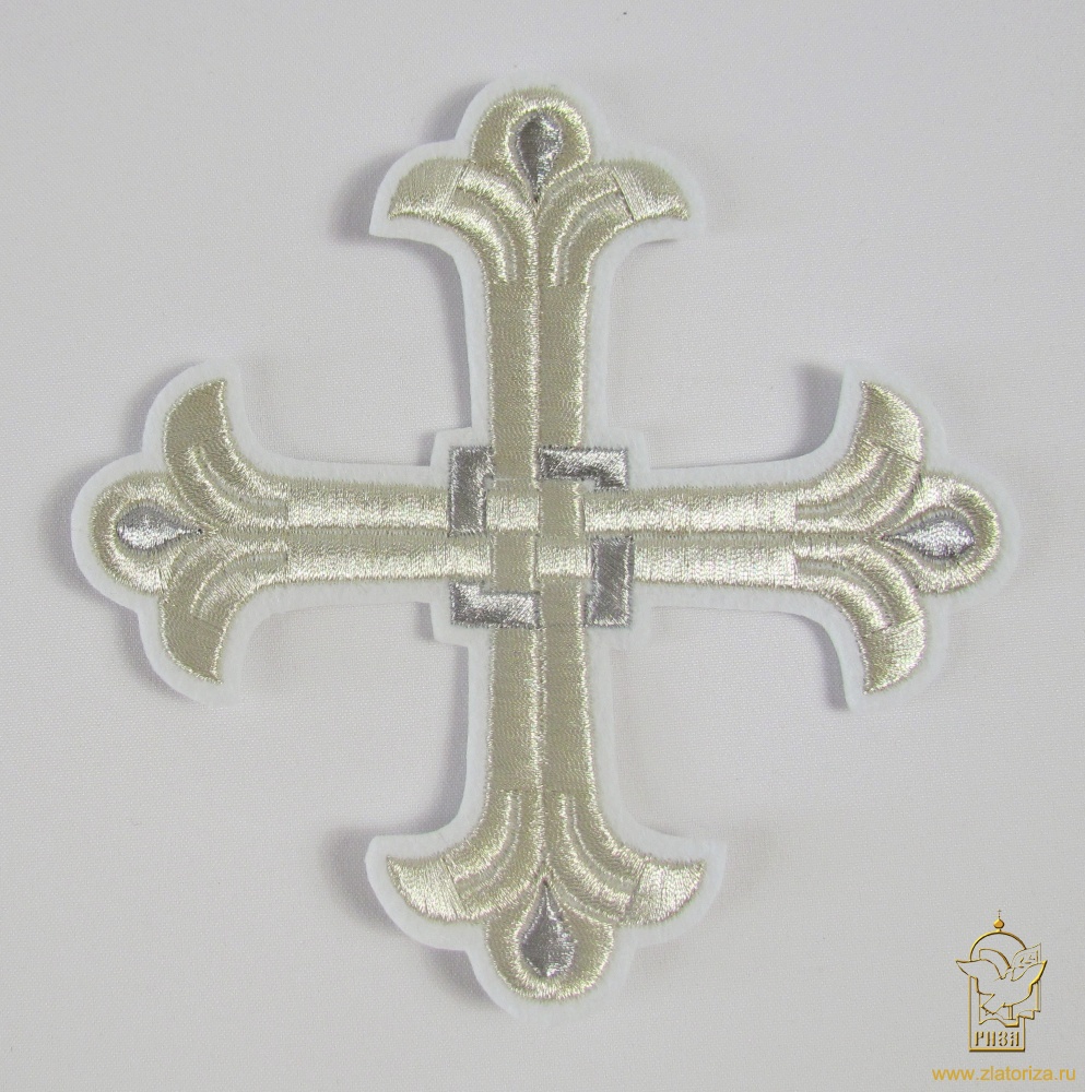 Крест 1 ЛУКОШКО, белый с серебром,14,5 -16 см