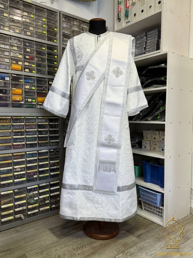 Орарь двойной белый с сереб, шелк, без поручей