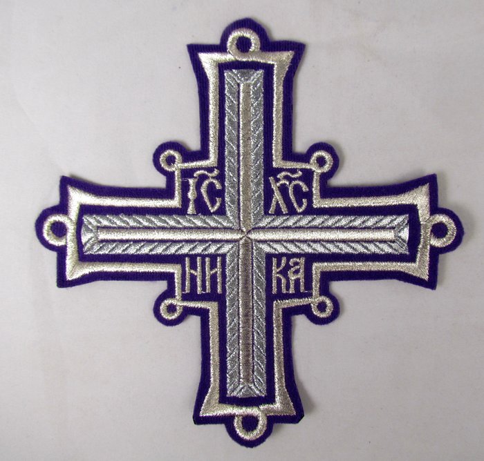 Набор крестов, дьяконский, ПЕТЕЛЬНЫЙ, фиолетовый с серебром, 10 шт