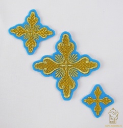 Набор крестов, требный, ЛИСТЬЯ, голубой с золотом, 9 шт