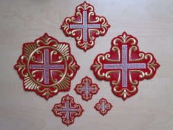 Набор крестов ПОКРОВСКИЙ W 108, иерейский, красный с золотом, 14 шт,