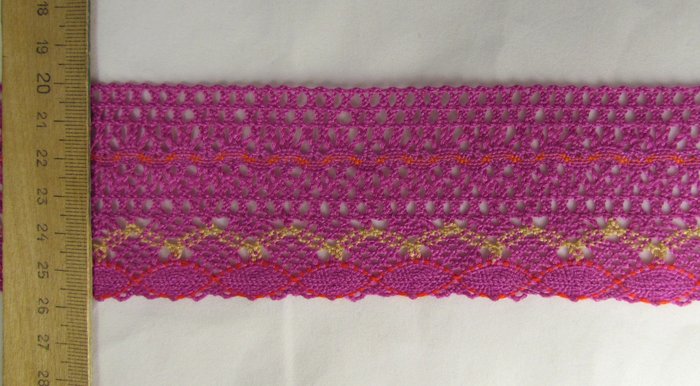 Кружево 141, плетеное розовое, шир. 6 см