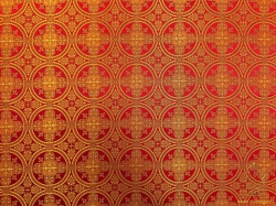 Парча ВЛАДИМИРСКАЯ, красная с бордо окантовкой с золотом, шир. 150 см, Рахманово