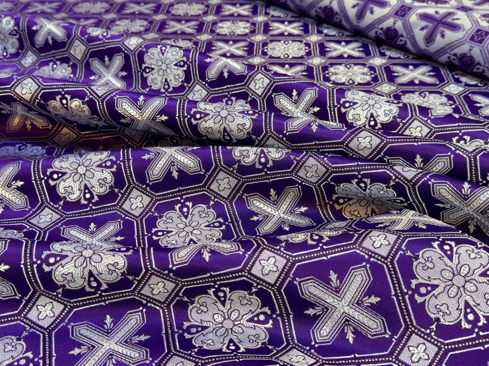 Шелк СВЕТЛАНА, фиолетовый с серебром, шир. 150 см, Рахманово